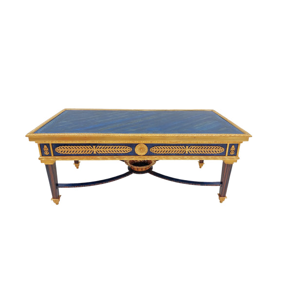 135L - Coffee table lapis lazuli and rosewood veneer