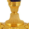 096COgold- Blue crystal and brass vase