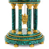 211M- cupola shape temple clock malachite and brass