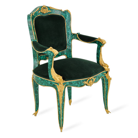 250 - Exceptional Malachite and Gilt-Bronze Armchair