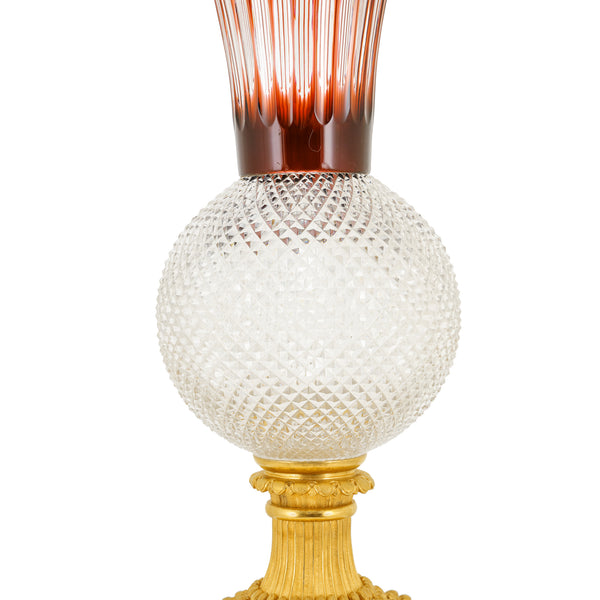 062R - Red crystal and brass vase