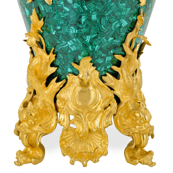 070M - Malachite and brass vase - candelabra