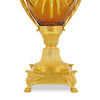 096X - Amber crystal and brass vase