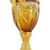 096X - Amber crystal and brass vase